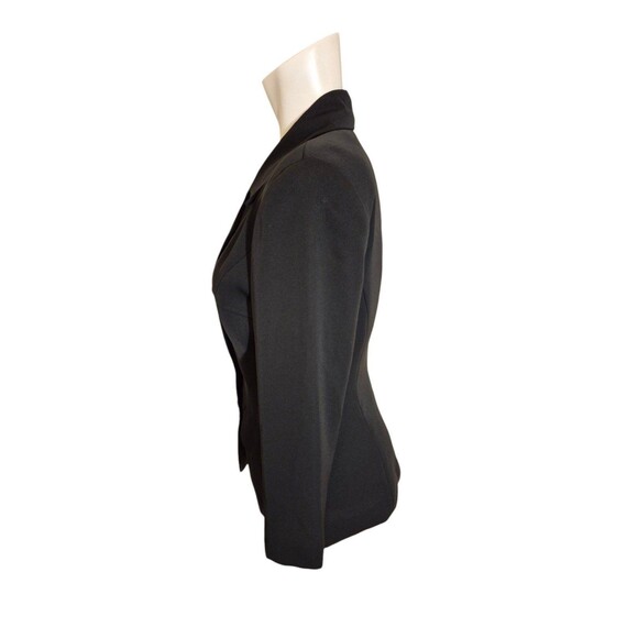 Vintage 80s 90s Y2K Womens Blazer Crepe Classic Blazer Minimalist Black Sz 4 - Picture 3 of 7